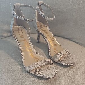 Sam Edelman Snakeskin Patterned  Ankle Strap Heels EUC